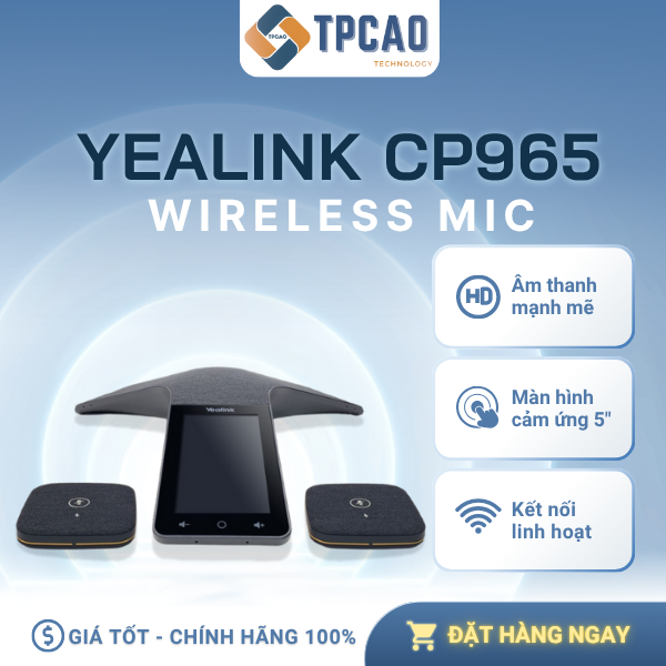 Yealink CP965 Wireless Mic là Giải pháp hội nghị âm thanh không dây chuyên nghiệp cho phòng họp lớn
