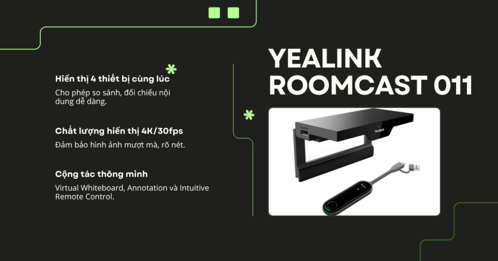 Yealink RoomCast-011 là thiết bị Trình chiếu không dây 4K, chia sẻ sáng tạo