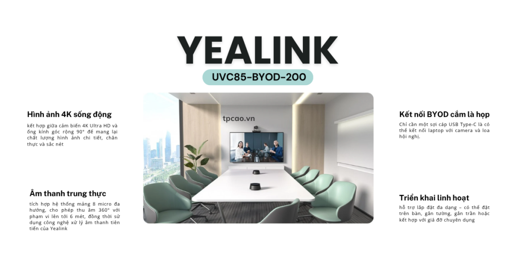 Yealink UVC85-BYOD-200 là Giải pháp họp BYOD cho phòng họp nhỏ và vừa