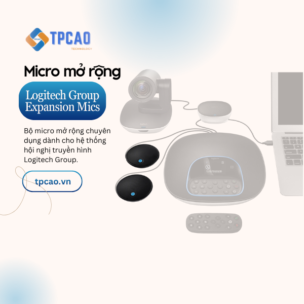 Logitech Group Expansion Mics là bộ micro mở rộng chuyên dụng dành cho hệ thống hội nghị truyền hình Logitech Group