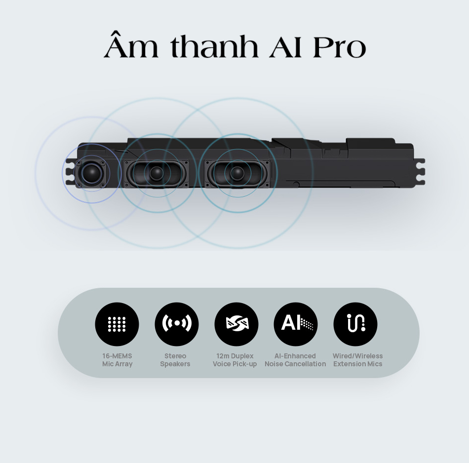 Yealink MeetingBoard 86 Pro sở hữu âm thanh AI Pro bao phủ toàn phòng 12 mét