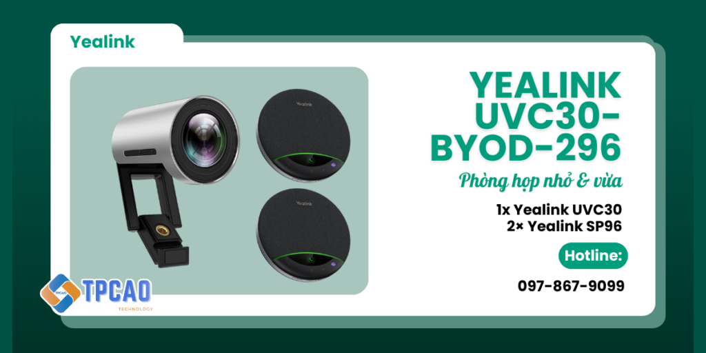 Yealink UVC30-BYOD-296 là bộ giải pháp hội nghị truyền hình chuyên nghiệp dành cho phòng họp nhỏ và vừa 