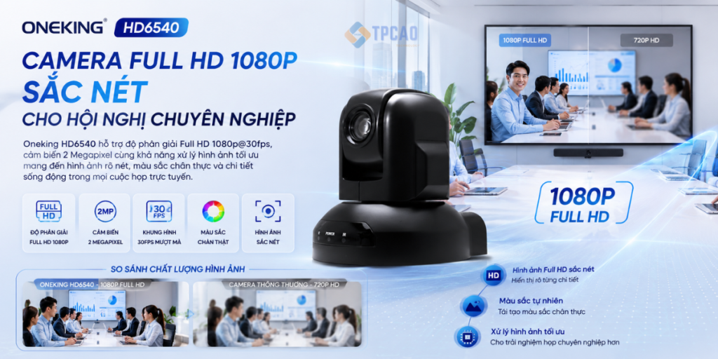 Camera hội nghị Oneking HD6540 hỗ trợ độ phân giải Full HD 1080p@30fps