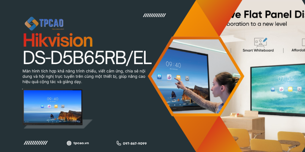 Hikvision DS-D5B65RB/EL là màn hình tương tác 65 inch 4K thông minhcho phòng họp và lớp học