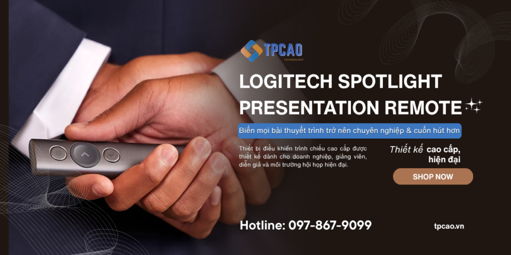 Logitech Spotlight Presentation Remote là thiết bị điều khiển trình chiếu cao cấp được thiết kế dành cho doanh nghiệp