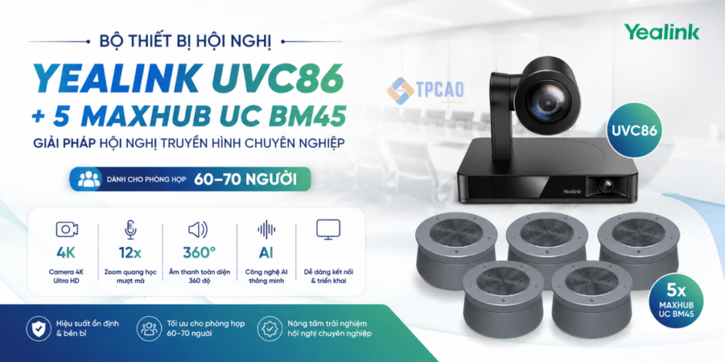 Bộ thiết bị họp Webcam Yealink UVC86 + 5 Maxhub UC BM45 là gì