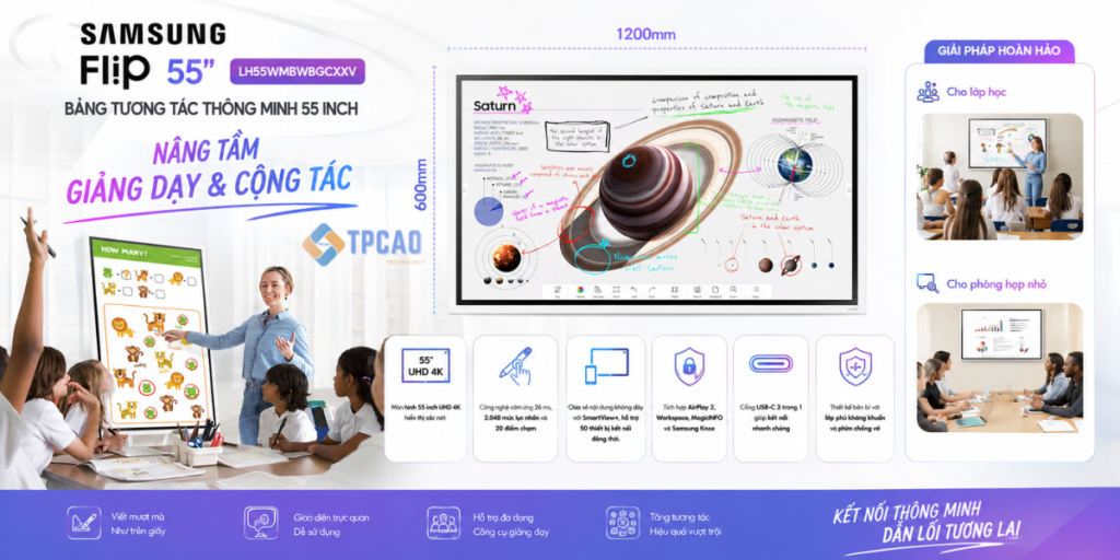 Samsung LH55WMBWBGCXXV là Bảng tương tác thông minh 55 inch nâng tầm giảng dạy và cộng tác