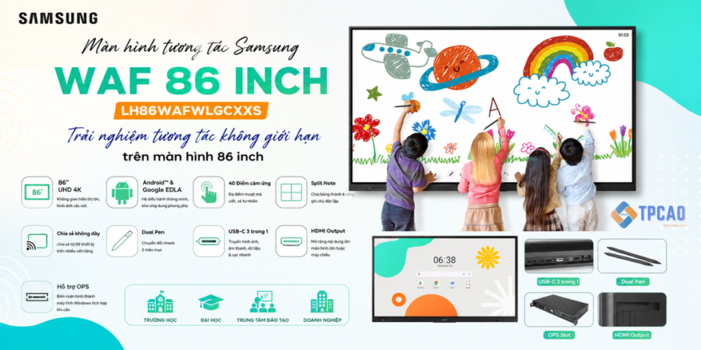 Samsung LH86WAFWLGCXXS mang đến trải nghiệm tương tác không giới hạn trên màn hình 86 inch